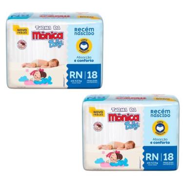 Imagem de Fraldas Turma da Mônica Baby Jumbinho Tamanho RN - 2 Pacotes Com 18 Fr