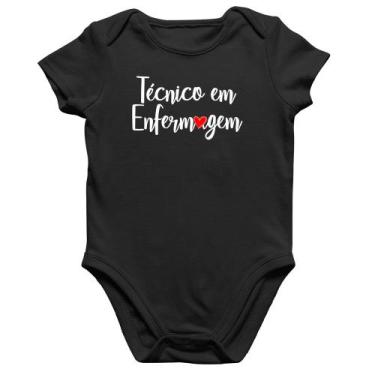 Imagem de Body Bebê Algodão Técnico em Enfermagem - Foca na Moda, Preto, G