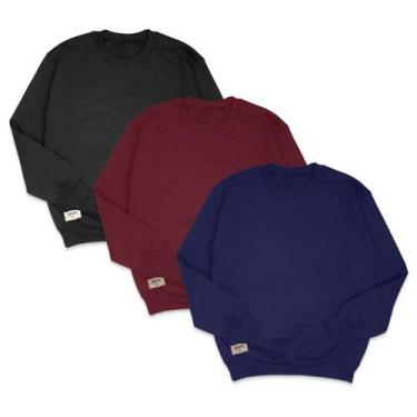 Imagem de Kit Blusas de Moletom Masculino Bordo, Azul e Preto - Di Nuevo, GG, Co