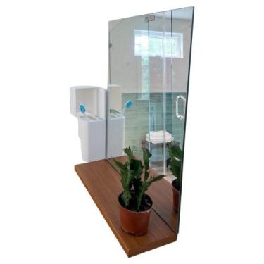 Imagem de Espelheira Retangular 30x40 Com Prateleira MDF - AMORECANELA DECORAÇÃO