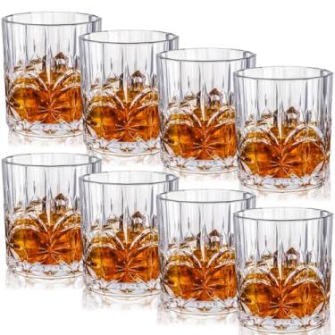 Imagem de Singhoow 8 conjuntos de copos de plástico para uísque de 400 ml copos inquebráveis de uísque copos de coquetel à moda antiga copos de água de plástico copo de vinho transparente copo curto inquebrável