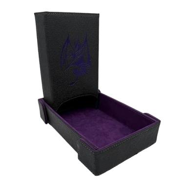 Imagem de Norse Foundry Conjunto de bandeja e torre de dados de dragão roxo – acabamento luxuoso de couro seguro de veludo – acessório de jogos RPG para aventuras de mesa – Rolos controlados e design de