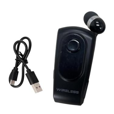 Imagem de AsrMyjcx Fone de ouvido bt retrátil, fone de ouvido, clipe de fone de ouvido -voz no driver do fone de ouvido para treino, ciclismo, chamada, corrida, Preto