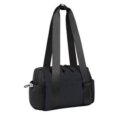 Imagem de WOOMADA Mini bolsa esportiva de ginástica, linda bolsa esportiva de viagem com bolso molhado, pequena bolsa esportiva feminina à prova d'água para exercícios, Preto