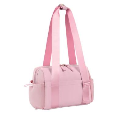 Imagem de WOOMADA Mini bolsa esportiva de ginástica, linda bolsa esportiva de viagem com bolso molhado, pequena bolsa esportiva feminina à prova d'água para exercícios, rosa