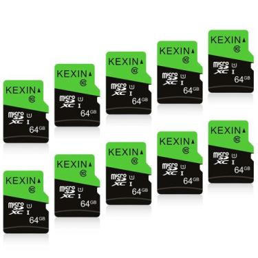 Imagem de Kit com 10 Cartões Micro SD Kexin 64GB - com Adaptador SD UHS-I C10 U1