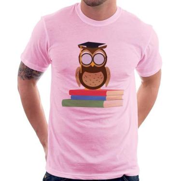 Imagem de Camiseta Coruja Estudante - Foca na Moda, Rosa bebê, M