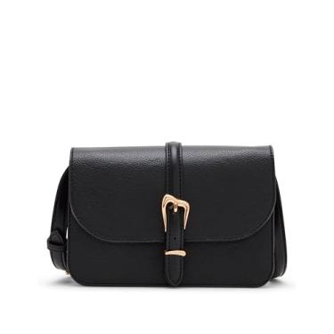 Imagem de Anne Klein Bolsa transversal feminina com fivela esculpida, preta, Preto, Small