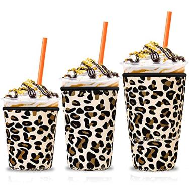 Imagem de 3 Pack Reusable Iced Coffee Sleeves, Jahomieo Insulator Sleeve for Cold Beverages, Neoprene Drink Sleeve Cup Holder for Starbucks Coffee, McDonalds, Dunkin Coffee，More