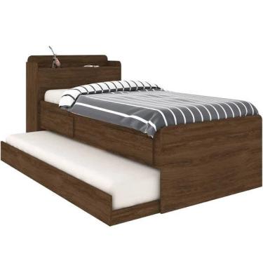 Imagem de Cama De Solteiro Bibox Com Baú E 2 Gavetas 1oo% Mdf Onix Jacafandá Madeirado-2673 - Robel