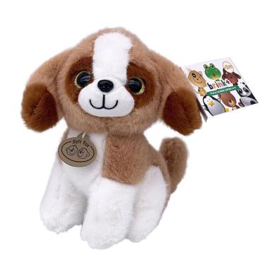 Imagem de Pelúcia Cachorro Sentado Branco/Creme/Marrom 20cm - brink+