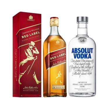 Imagem de Whisky Johnnie Walker Red Label 1L + Vodka Absolut 750ml