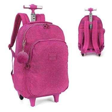 Imagem de Mochila Carrinho Crinkle Tactel C/Pompom Rosa Up4You Luxcel
