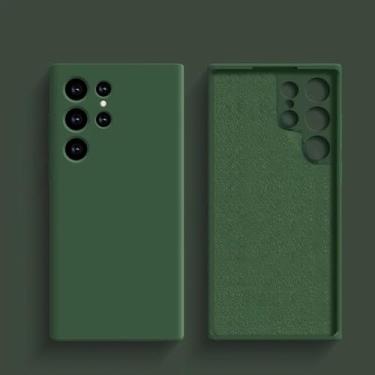 Imagem de Capa de silicone líquido à prova de choque para Samsung Galaxy S24 S23 S22 S21 S25 Ultra A55 A54 A34 A52 5G Acessórios Capa traseira macia e fofa, verde vibrante, para A53