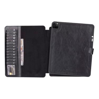 Imagem de VENITO Parma Capa de couro premium para iPad Air 13 polegadas M2 (2024) com suporte para lápis, feita à mão, suporte, carteira destacável, couro de flor integral, compatível com Apple Pencil (USB-C