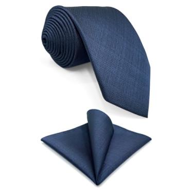 Imagem de S&W SHLAX&WING Conjunto de gravata masculina gravata de seda azul maciço de 147cm com bolso quadrado