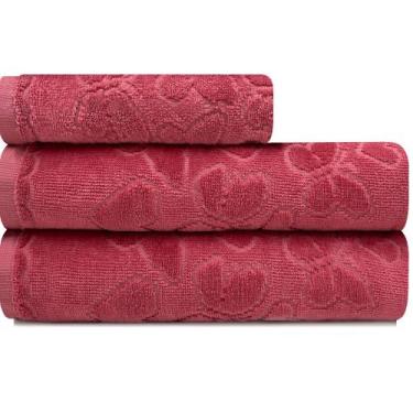 Imagem de Jogo de Toalhas 3 Peças Banho e Rosto Döhler 100% Algodão Aveludada Ro