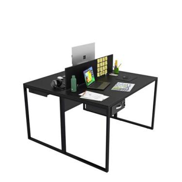 Imagem de Estação De Trabalho Mesa Plataforma 2 Lugares Com Gaveta Escritório Ne