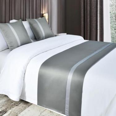 Imagem de Cachecol de corredor de cama de hotel macio e sedoso proteção para a pele cor sólida toalha de cama moderna simples decoração de cama mantas de cama de luxo para os pés da cama cinza ||Casal/Casal 50