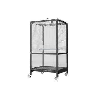 Imagem de Gaiola para Pássaros Gaiola de exibição doméstica de dois andares de metal para pássaros, adequada para papagaios, canários. Cor preta Gaiola para Pássaros de Estimação