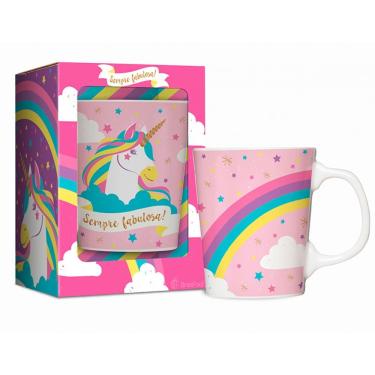 Imagem de Caneca Porcelana Premium Brasfoot Bichinhos 280 Ml Unicórnio Branco