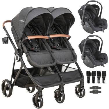 Imagem de Carrinho Kiddo para Gemeos com 2 Bebe Conforto Cosmos Preto