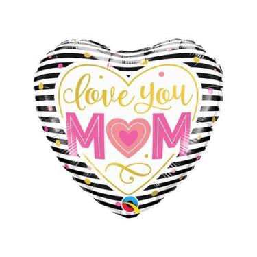 Imagem de Balão de Festa Microfoil 18" 46cm - Coração Love You Mom - 1 unidade -