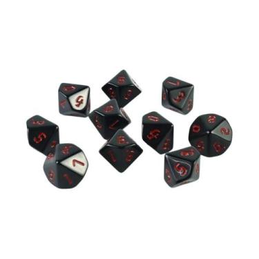 Imagem de Ink Colorido D10 RPG Dados Poliédricos 0-9 Fonte Retro Estilo Fantasia