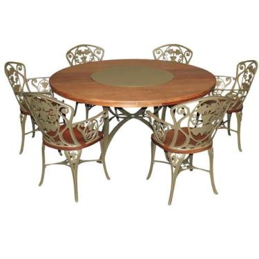 Imagem de Conjunto com Mesa Jantar de Madeira Giratória e 6 Cadeiras Malbec Alum