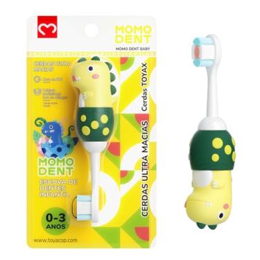 Imagem de MOMODENT Escova de Dentes Infantil para 0-3 Anos, Bebe 1 Unidade, Dinossauro, Cabo de Silicone Macio, Cabeça Macia, Limpeza Suave