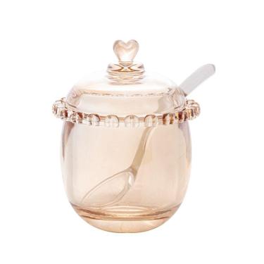 Imagem de Açucareiro de Cristal Com Colher Coração Âmbar Metalizado Lyor