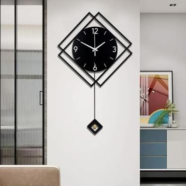 Imagem de Relógio de parede com pêndulo, quartzo de qualidade silenciosa, operado por bateria, relógios de parede grandes modernos para sala de estar, cozinha, casa, banheiro, quarto, decoração de parede, 40 x