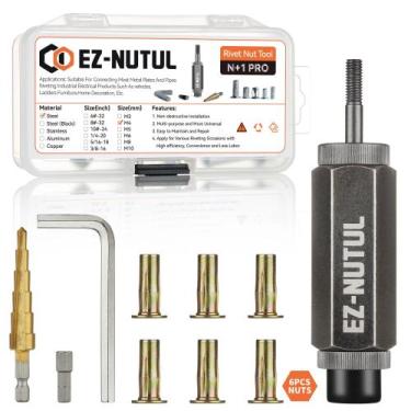 Imagem de Conjunto de ferramentas de instalação Rivet Nut EZ-NUTUL M4-M10 com po