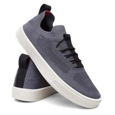 Imagem de Tênis Masculino Knit Casual Básico Calce Fácil Confortável Slip On - Cinza/41