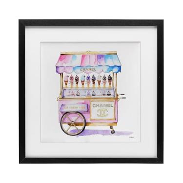Imagem de Stupell Industries Carrinho de sorvete glamouroso impressão emoldurada preta sob vidro design por Amanda Greenwood, 40,6 x 40,6 cm
