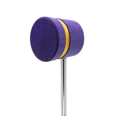 Imagem de Low Boy Batedor de bumbo de madeira leve - Batedor versátil e leve com superfície de madeira e hastes de aço de grau aeroespacial (roxo com faixa dourada brilhante, 1 pacote)