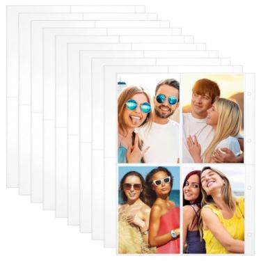 Imagem de AHANDMAKER Pacote com 40 capas para álbum de fotos 10 x 15 cm, protetor de lençol com camada dupla face, 4 bolsos, capas de fotos ultratransparentes, com 320 fotos, folhas de fichário à prova d'água