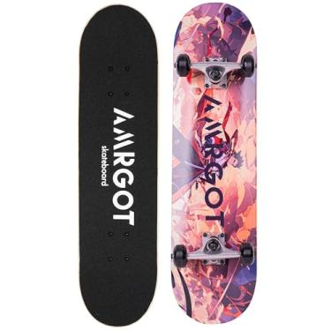 Imagem de Amrgot Skates para iniciantes, skates completos de 78 x 20 cm para crianças, meninos, meninas e adultos, 7 camadas de madeira de bordo, deck duplo côncavo padrão e skate (8)