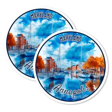 Imagem de Ímãs Annapolis Maryland de 10 cm Pacote com 2 Naval Academy Sailing – Ímãs de viagem decorativos de vinil forte para geladeira armário cozinha escritório – Linda estética legal durável e duradoura