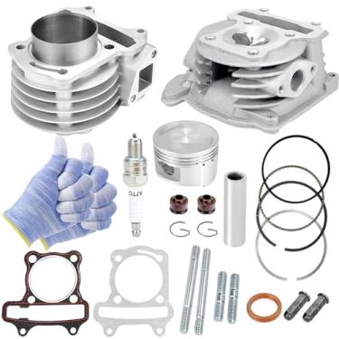 Imagem de Conjunto de cabeça de cilindro com kit de cilindro grande GY6 80cc 47 mm kit de reconstrução de scooter adequado para motor 139QMB 1P39QMB Moped ATV Go Kart UTV