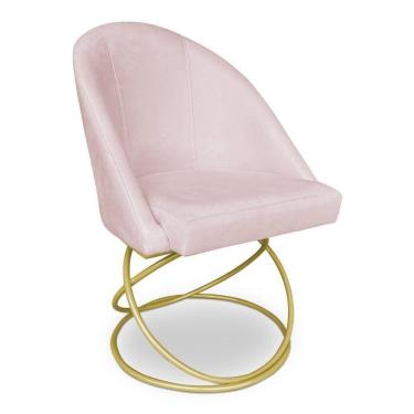 Imagem de Cadeira Poltrona De Jantar Bela Suede Verde Base Metálica Luxo Dourado - Pallazio