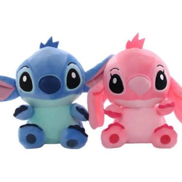 Imagem de Pelúcia Musical Casal Lilo E Stitch Angel Disney Antialérgico Azul E R