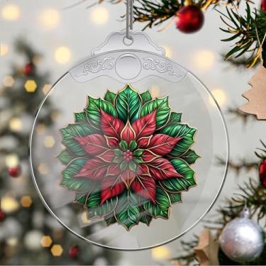 Imagem de Enfeites de Natal, flores de cristal, enfeites de árvore de Natal feitos à mão, decoração de carro e casa - presentes de Natal, decoração de artesanato em acrílico, ideias de troca de presentes para