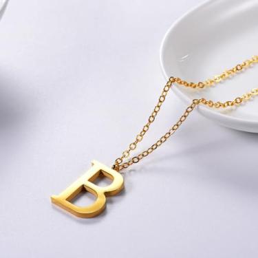 Imagem de Colar com pingente de alfabeto e letra de aço tainless, One Size, Aço inoxidável, Sem Pedra Preciosa