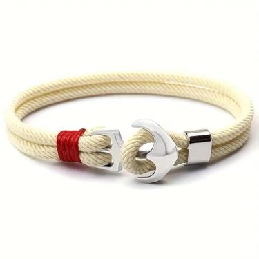 Imagem de Pulseira trançada de âncora náutica, joia artesanal de corda multicolorida para homens e mulheres, One Size, Poliéster, Sem Pedra Preciosa