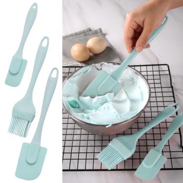 Imagem de Conjunto de escova e espátula de óleo de silicone, revestimento de silicone resistente ao calor para padaria e culinária (verde)