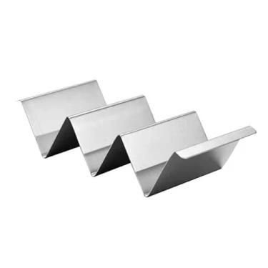 Imagem de 1 peça de suporte de taco, suporte de taco, suporte de taco de aço inoxidável, com alça de fácil acesso, cada um pode conter 2 a 3 tortilhas, seguro para forno para assar, lavar louça e micro-ondas