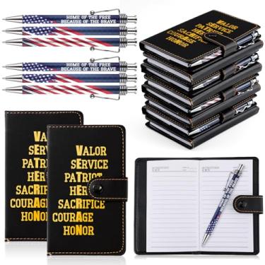 Imagem de Ctosree 20 conjuntos de cadernos de couro com bolso a granel para presente do Dia dos Veteranos com canetas esferográficas, lembrancinhas de festa patrióticas para veteranos dos EUA, forradas nos EUA