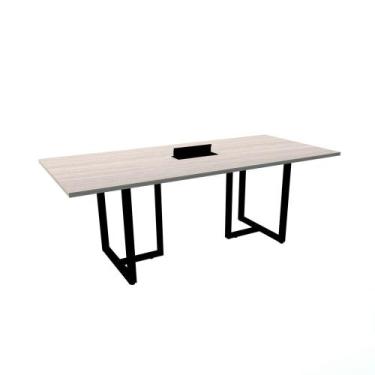 Imagem de Mesa de Reunião com Caixa de Tomada 200x90 cm Pé Tubular PE25 em MDP N