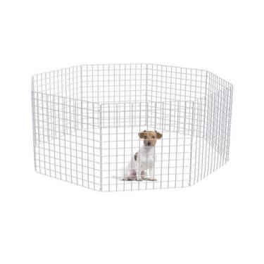 Imagem de Cercado Cachorro Articulado Móvel Pet 8 Telas 60cm Branco Cercadinho P